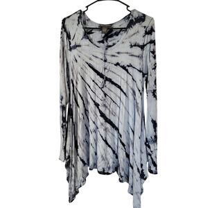 Chelsea & Theodore Rayon Blend Paint Spattered Tie Dye Tunic Stretch Top Size M
